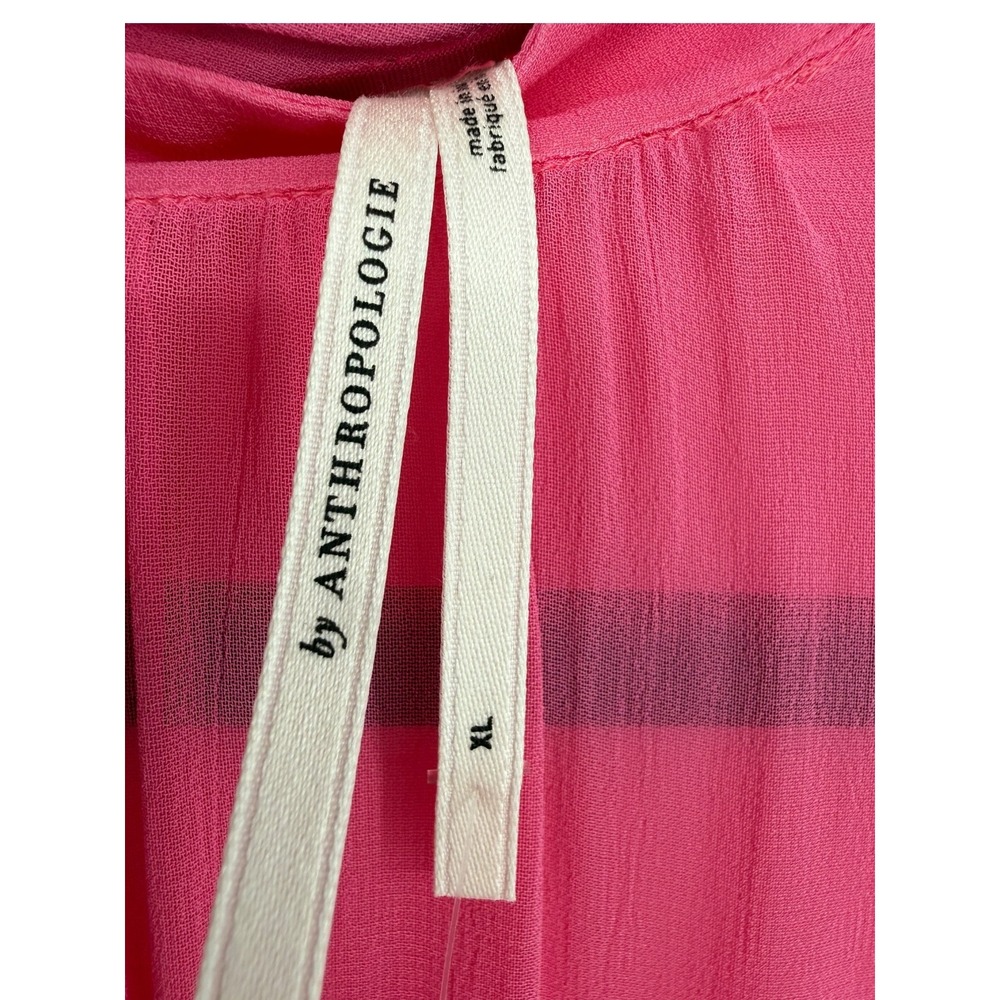 NWT Anthropologie Womens Long Sleeve Sheer Tunic Dress Pink Bell Sleeve Size XL - Picture 3 of 12